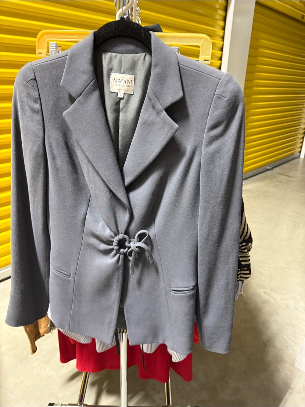 Armani Collezioni Light Gray Drawstring Waist Pantsuit